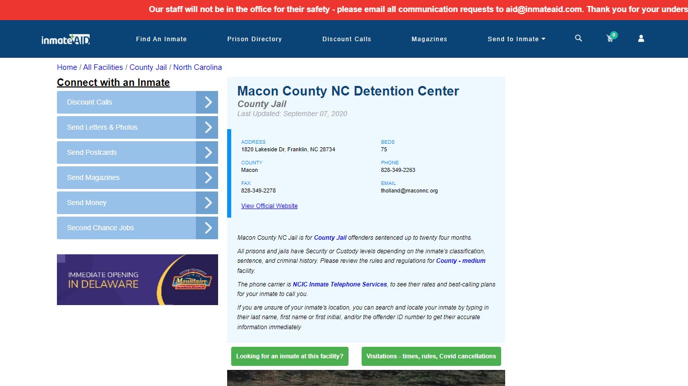 Macon County NC Detention Center - Inmate Locator ...